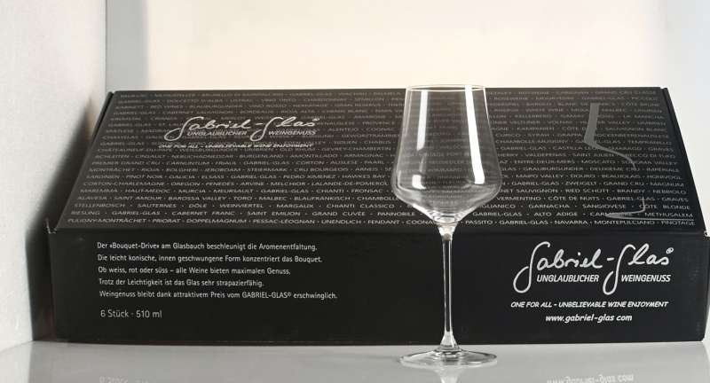 Gabriel Glas Standard Wine Glass Black Gift Box (Single 6 Pack)